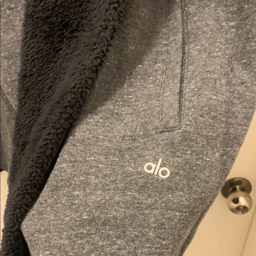 Alo Black and Gray Poncho with Scarf